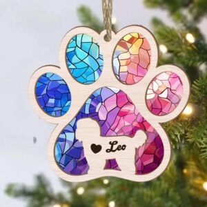 Personalized Shih Tzu Paw Rianbow Christmas Suncatcher Ornament - Custom Christmas Ornaments Gift For Dog Lover - livanniespoon
