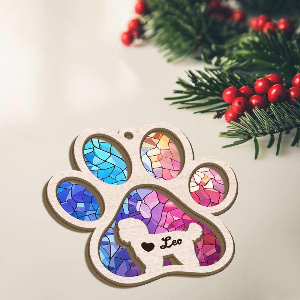 Personalized Shih Tzu Paw Rianbow Christmas Suncatcher Ornament - Custom Christmas Ornaments Gift For Dog Lover - livanniespoon - Image 2