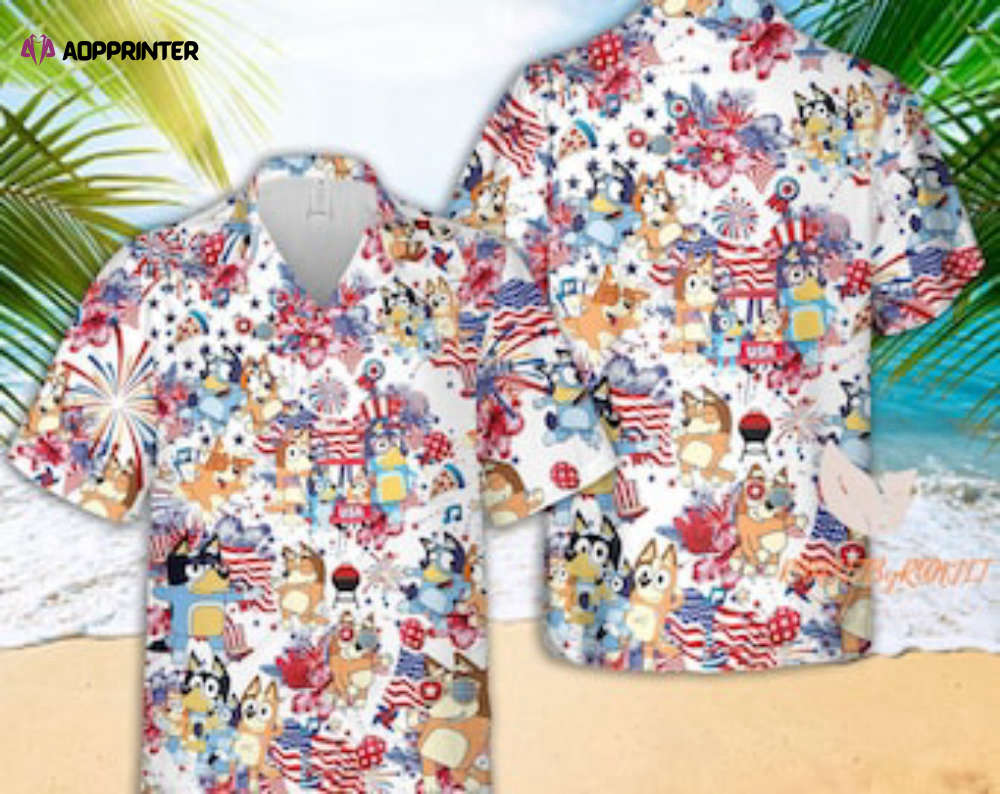 Bluey Bingo Bandit Chilli TV Show Hawaiian Shirt Fathers Gifts - livanniespoon